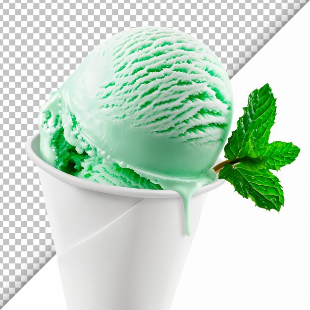 Scoop of ice cream isolated on transparent background