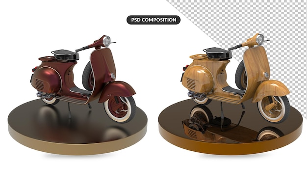 PSD scooter classic motorcycle 3d rendering