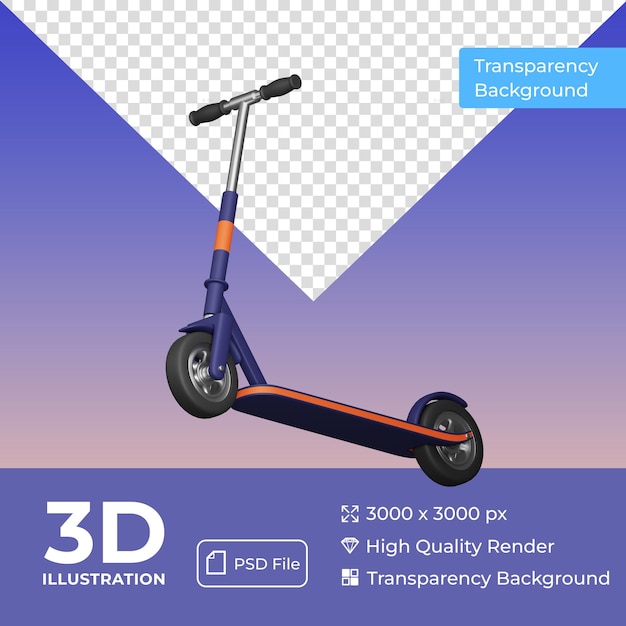 PSD scooter kleurrijke 3d pictogram met transparante achtergrond