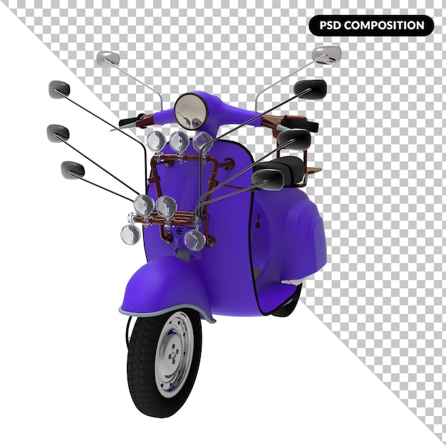 Scooter vintage geïsoleerd 3d-rendering