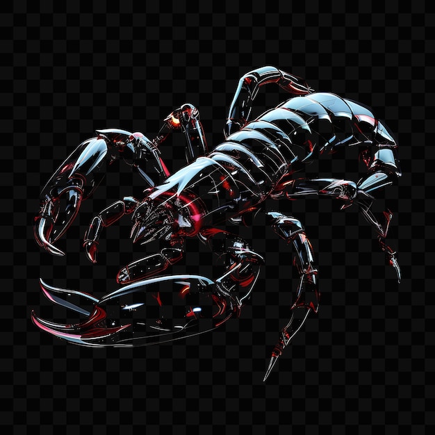 PSD a scorpion with red and black colors is shown on a black background