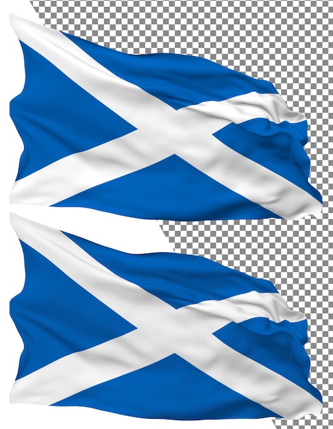 PSD scotland flag wave isolated plain bump texture transparent background 3d rendering