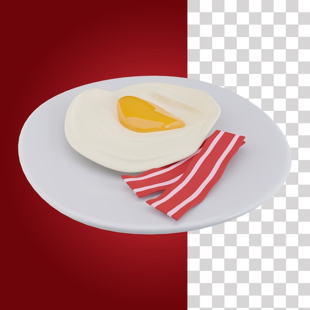 スクランブルエッグとスライスした肉の 3D アイコン