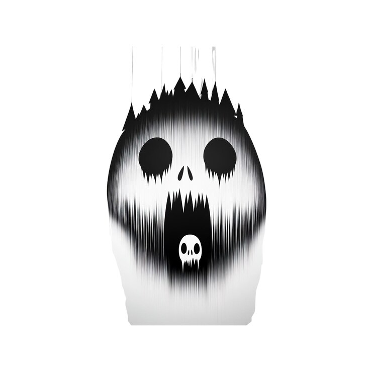 PSD screaming skull in black and white