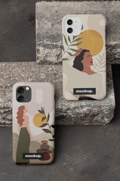 Mockup di dispositivi con schermo e custodie