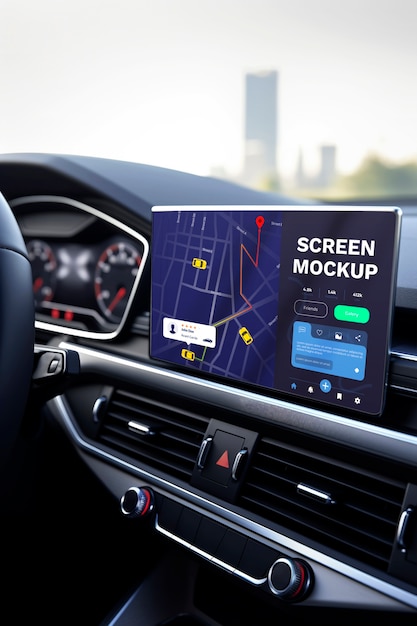 PSD 車の中のスクリーンモックアップ