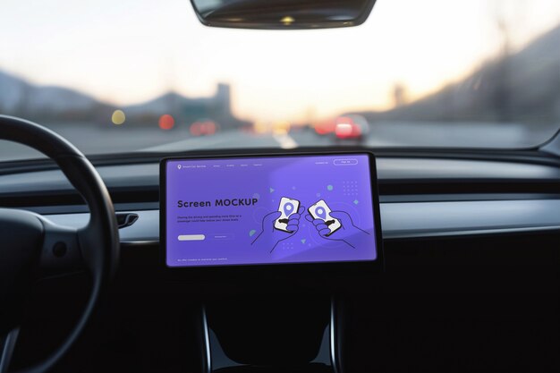 PSD 車の中のスクリーンモックアップ