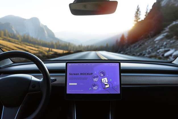 Modello di schermo all'interno di un'auto