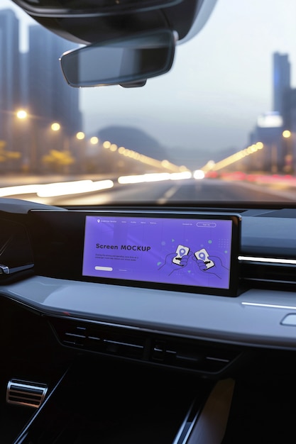 Modello di schermo all'interno di un'auto
