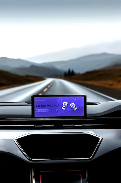 PSD screen mockup inside a car