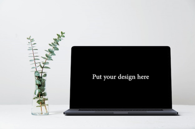 Screen mockup with a vase