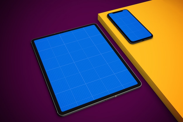 Screen phone mockup and tablet