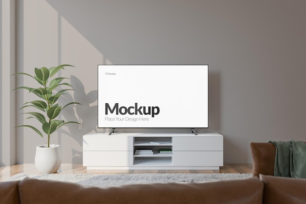 a Screen TV is Displaying Mockup