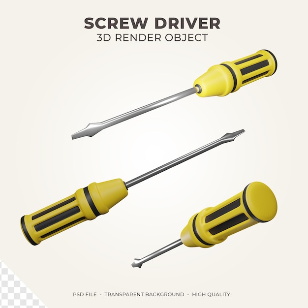 Screw driver 3d rendering