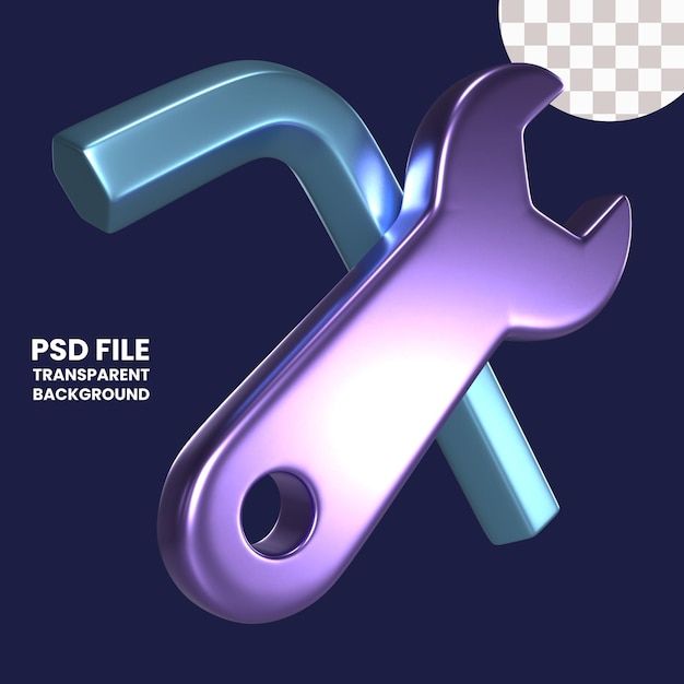 PSD スクリュードライバーとレンチ 3d イラスト アイコン