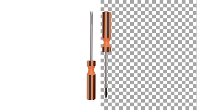 PSD screwdriver top view without shadow 3d render