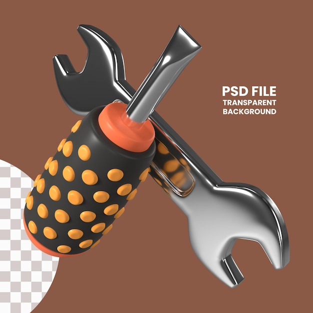 Screwdriver and wrench 3d illustration icon