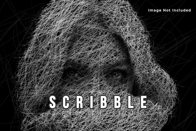 PSD scribble pencil sketch photo effect template