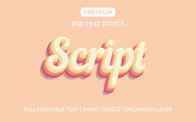 PSD script 3d text effect mockup