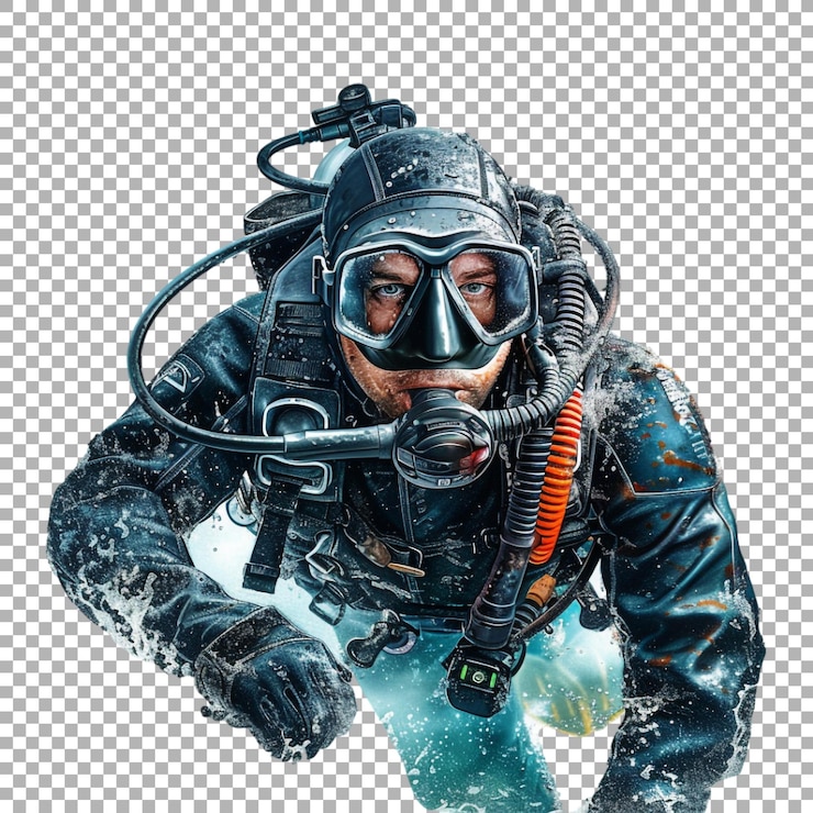 PSD scuba diver on transparent background ai generated