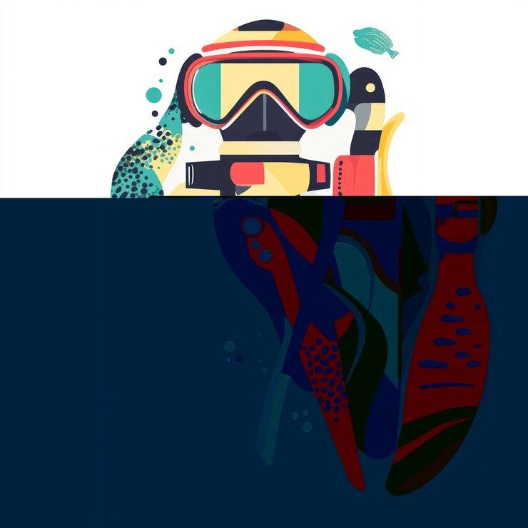PSD scuba diving gear illustration