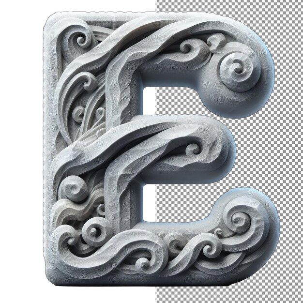 PSD sculpted characters isolated 3d letter essence in png form