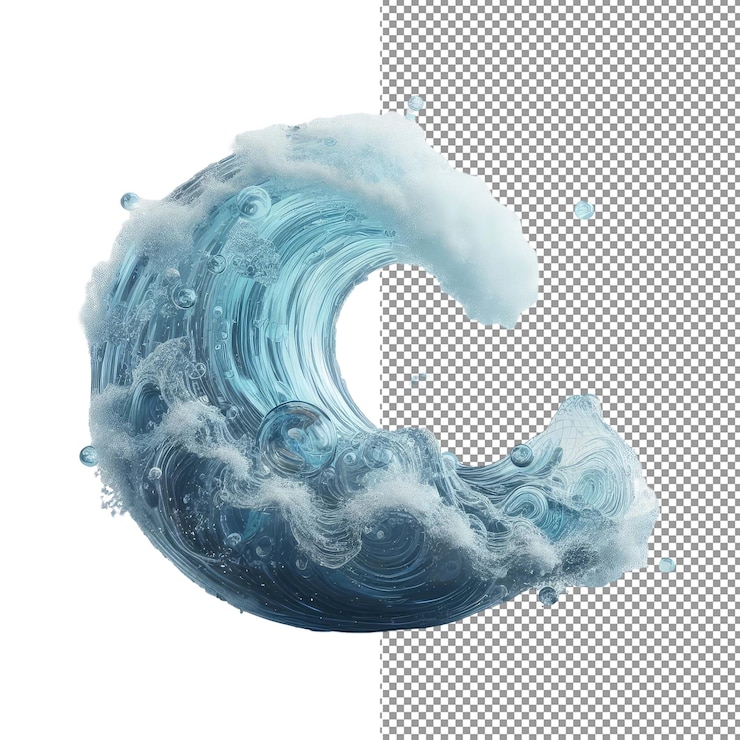 PSD sculpted serenity 3d geïsoleerde golfvorm op transparantie