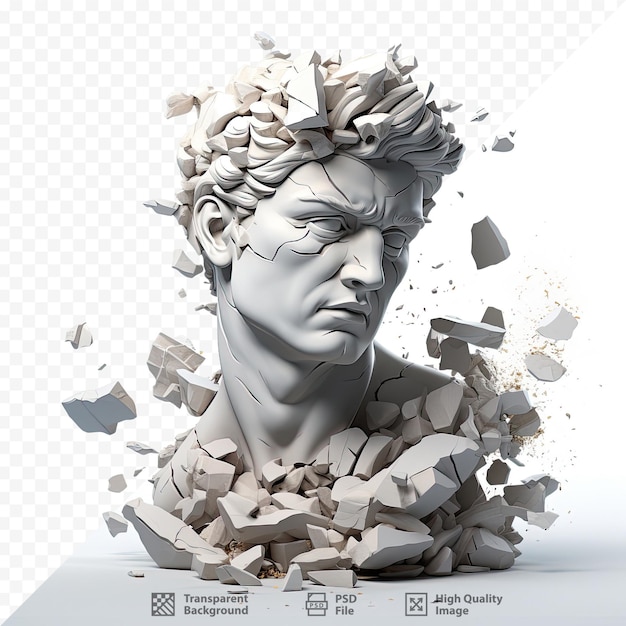 A sculpture of a man with a lot of letters and numbers.