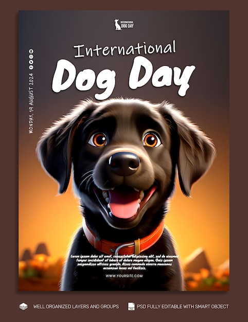 PSD sd template flyer internationale dag van de hond