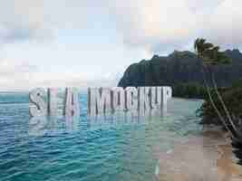 PSD sea landscape text effect mockup