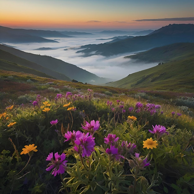 Paesaggio di mare di nebbia