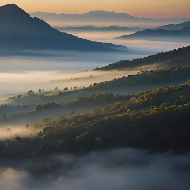 PSD paesaggio di mare di nebbia