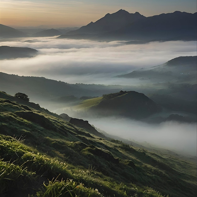 PSD paesaggio di mare di nebbia