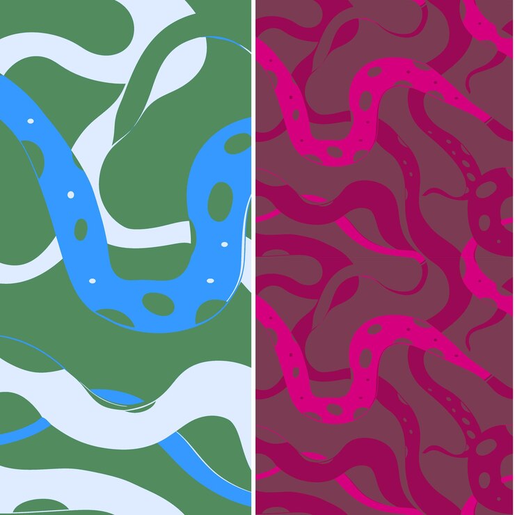 PSD sea snake with serpentine silhouette sleek minimal graphic d nature pattern vector designs