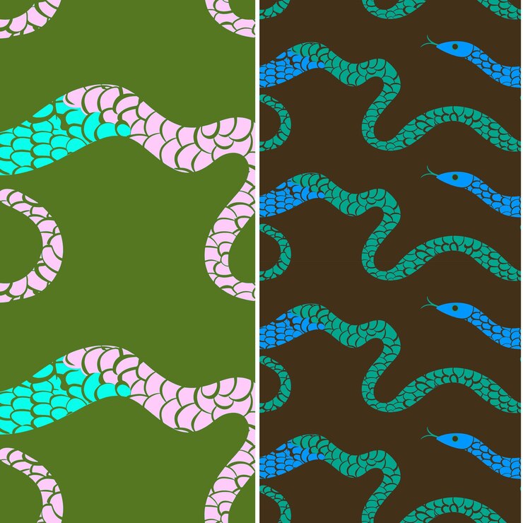 PSD sea snake with serpentine silhouette sleek minimal graphic d nature pattern vector designs