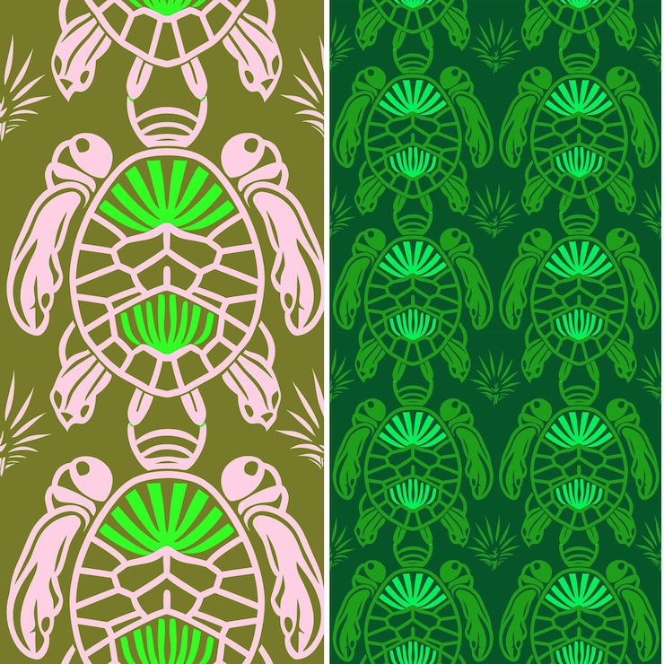PSD sea turtle with shell silhouette and serene design with scal illustration vector pattern designs