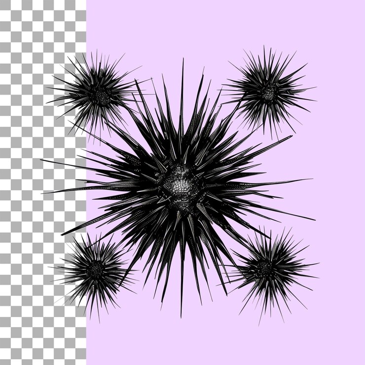 PSD sea urchin isolated on transparent background png cutout