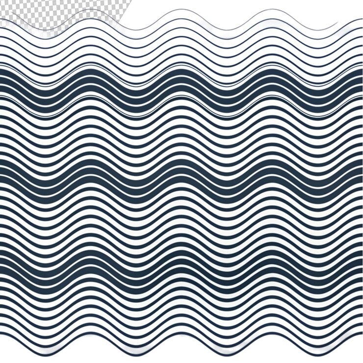 PSD sea waves patterns set in line styles isolated on transparent background