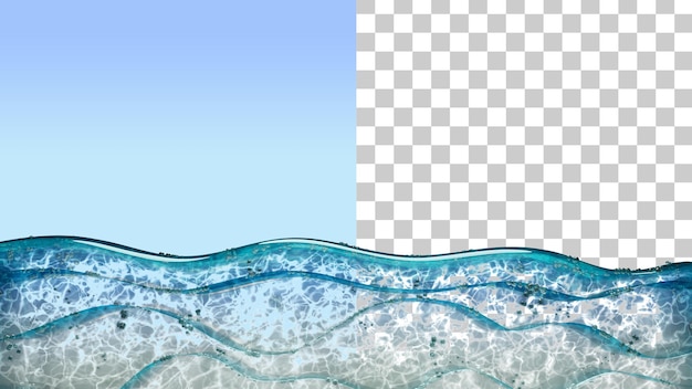 PSD onde marine sfondo blu realistico dell'oceano con bolle consistenza del banner dell'acqua di mare rendering 3d