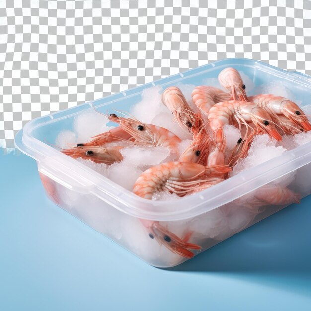 PSD seafood dish with shrimp and ice in a plastic container perfect for events