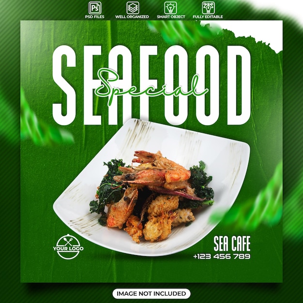 Seafood menu social media post templates