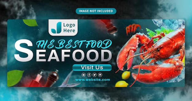 PSD Дизайн баннера ресторана с морепродуктами