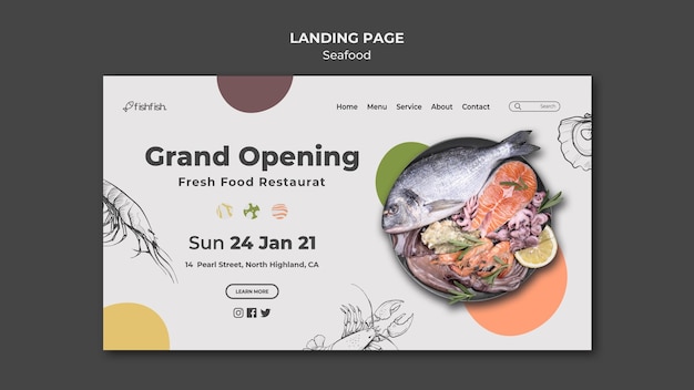 PSD seafood restaurant landing page