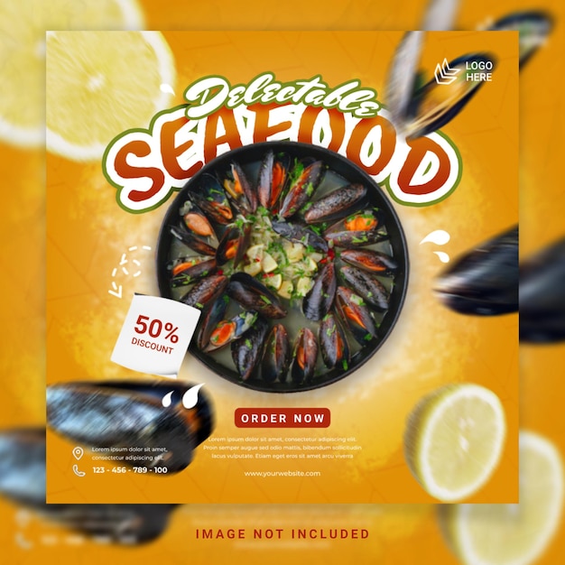 PSD seafood social media post design template