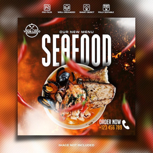 Seafood social media post template