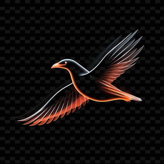 PSD seagull seaside gray soaring neon lines zeilboten soaring ne png y2k shapes transparent light arts