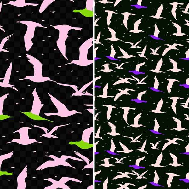PSD Силуэт чайки с перьями, разбросанный в свободно настроенном бесшовном узоре плитки всемирный день океана