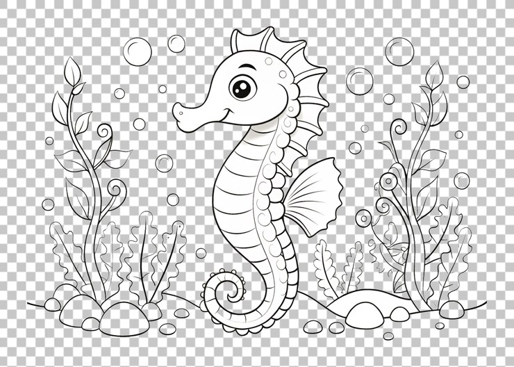 PSD seahorses on transparent background