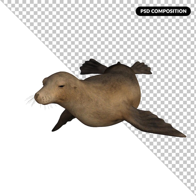 PSD seal animal isolated 3d rendering