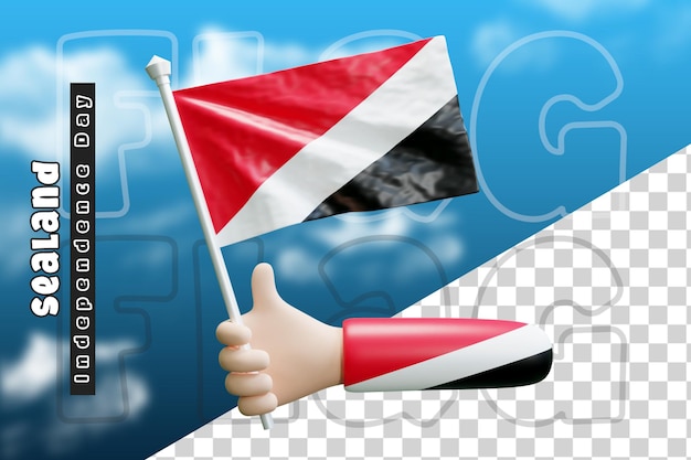 PSD sealand waving flag on holding hand or sealand flag on holding hand